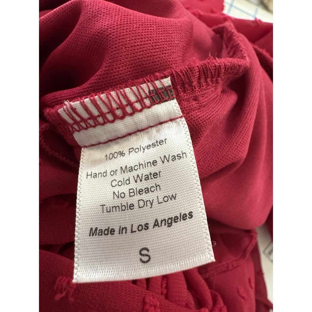 Lucy In The Sky Elsa Mini Dress Red Chiffon Swiss Dot Size Small MADE IN USA - Picture 6 of 6
